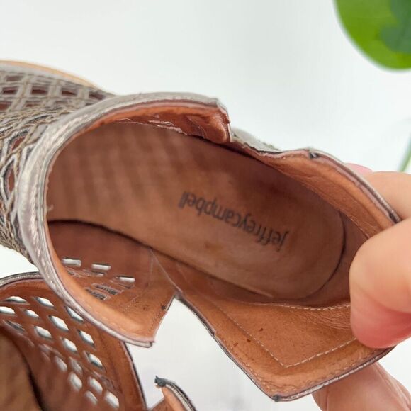 Jeffrey Campbell Women Taggart Boot Size 6.5 Silver Leather Lattice Cutout Boho - Picture 14 of 14